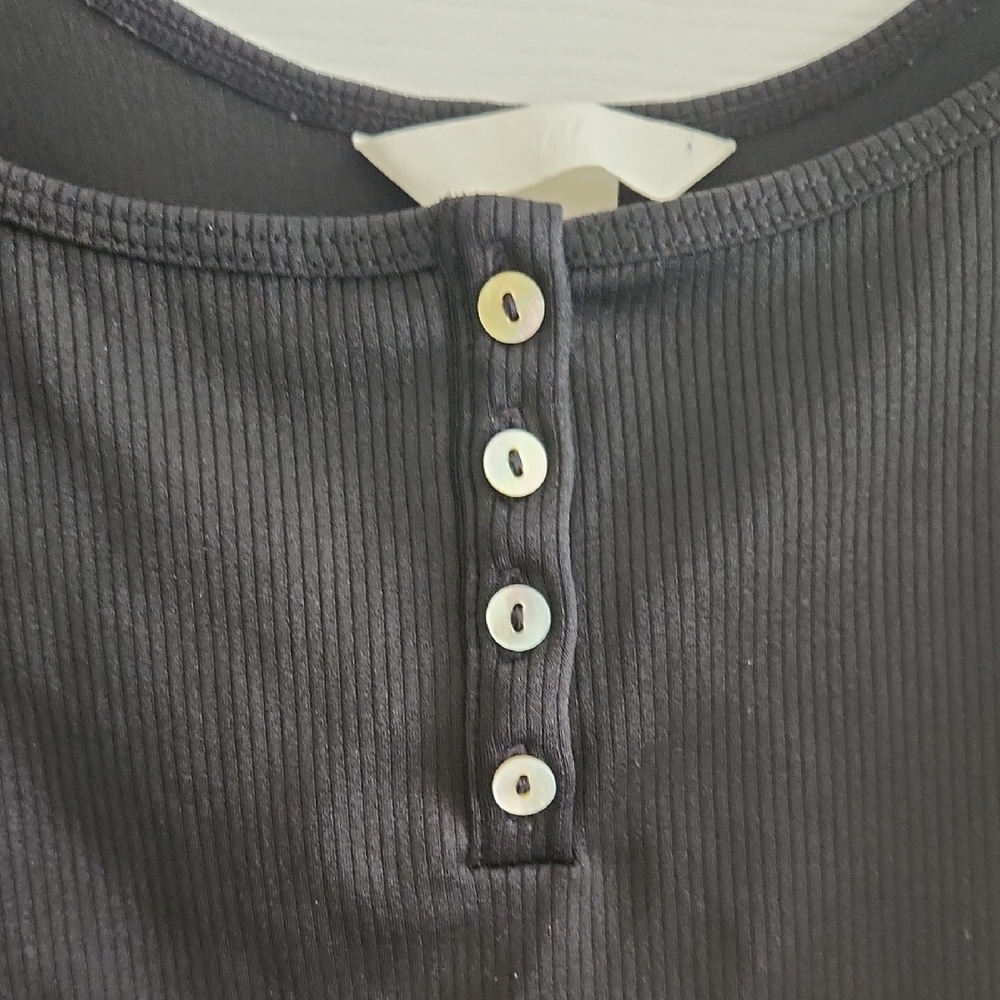 H&M Black Ribbed Button-Front Bodysuit - Picture 5 of 6